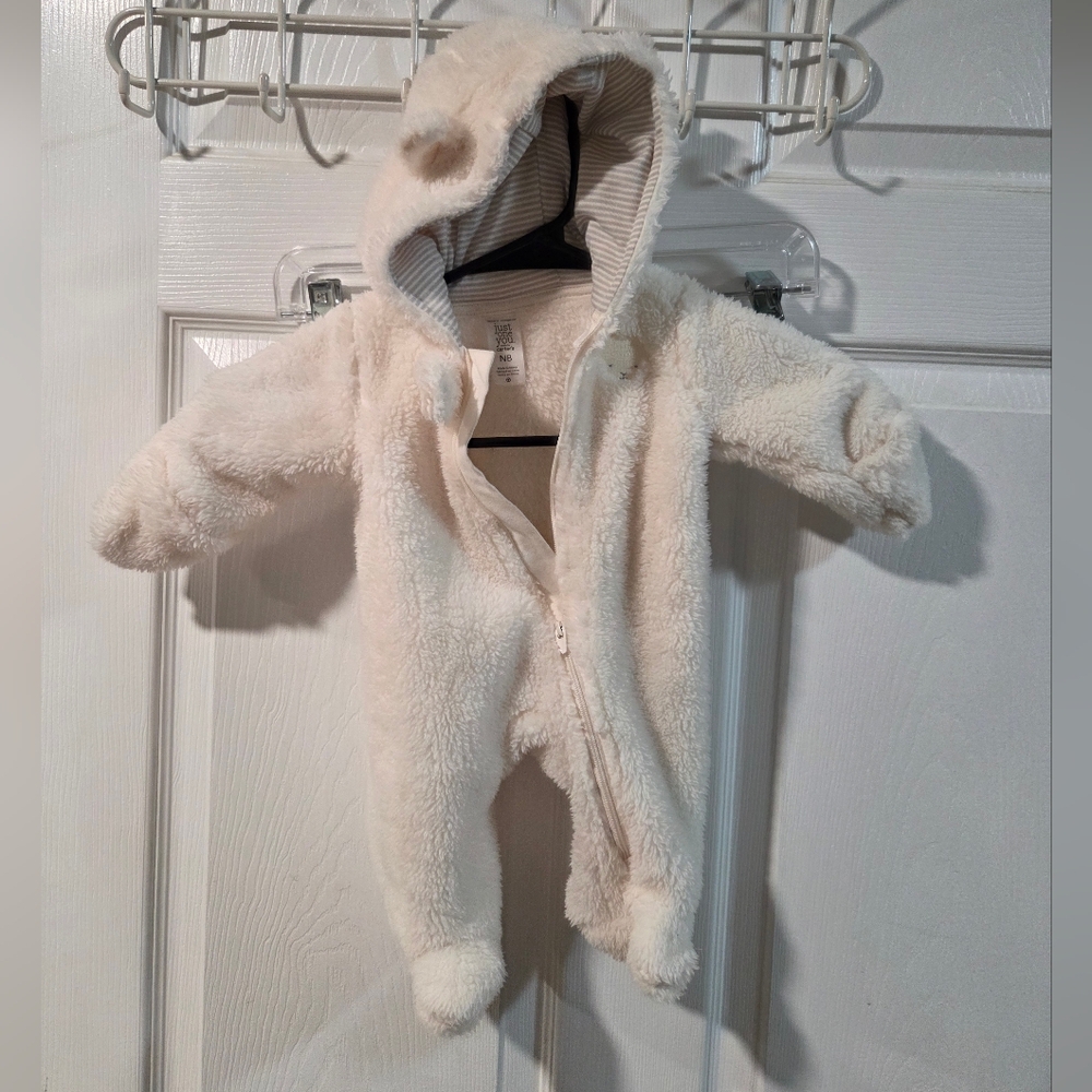 Carter's Cream Fuzzy Hooded One-Piece